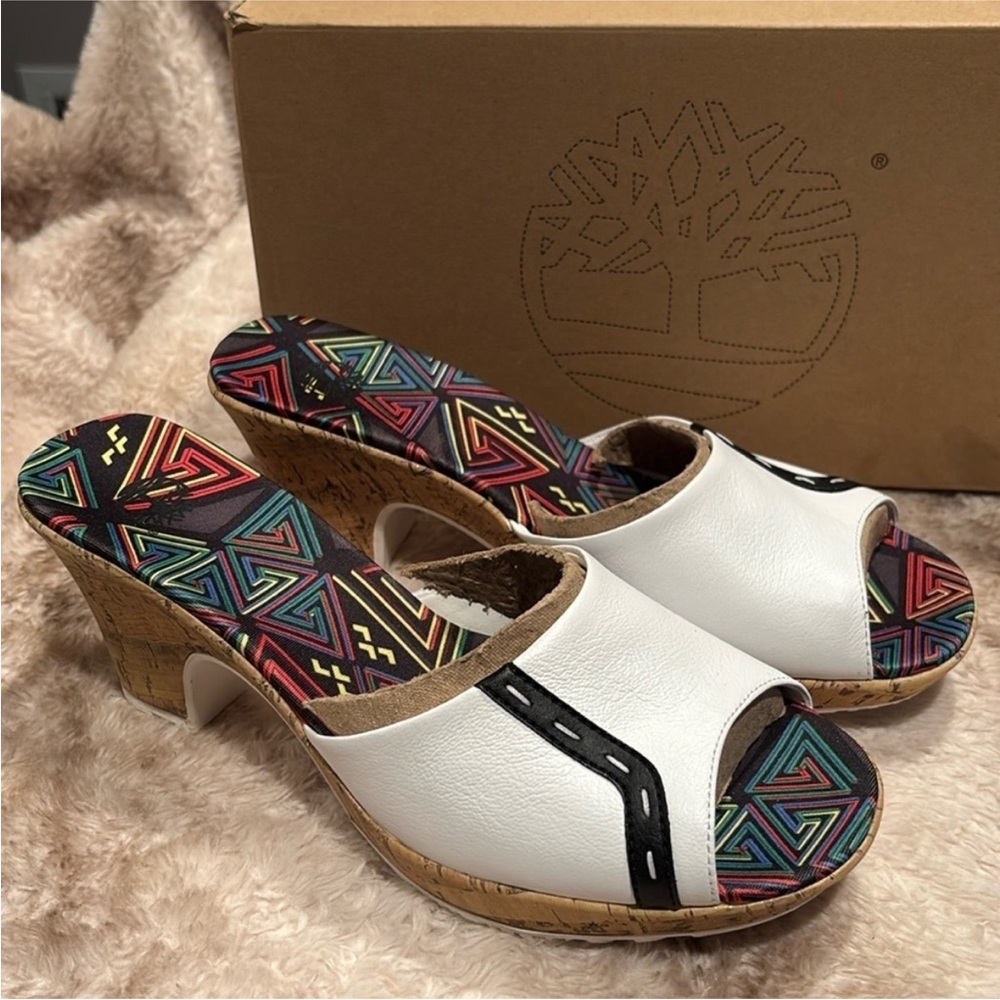 Timberland Blame it on Rio white cork heels size 9.5